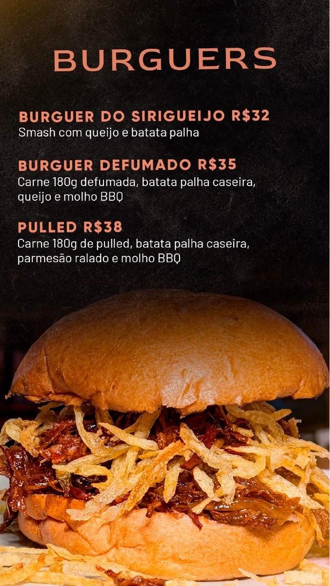 Burgers — página 13 do cardápio original