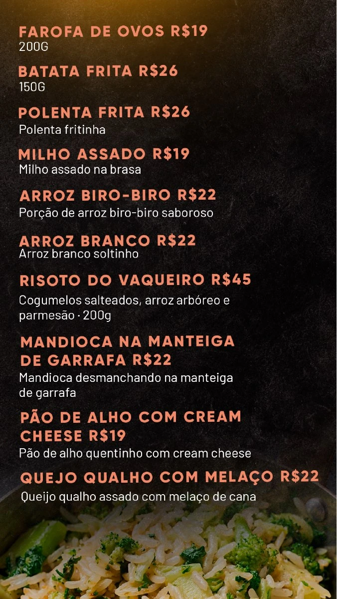 Acompanhamentos — página 15 do cardápio original