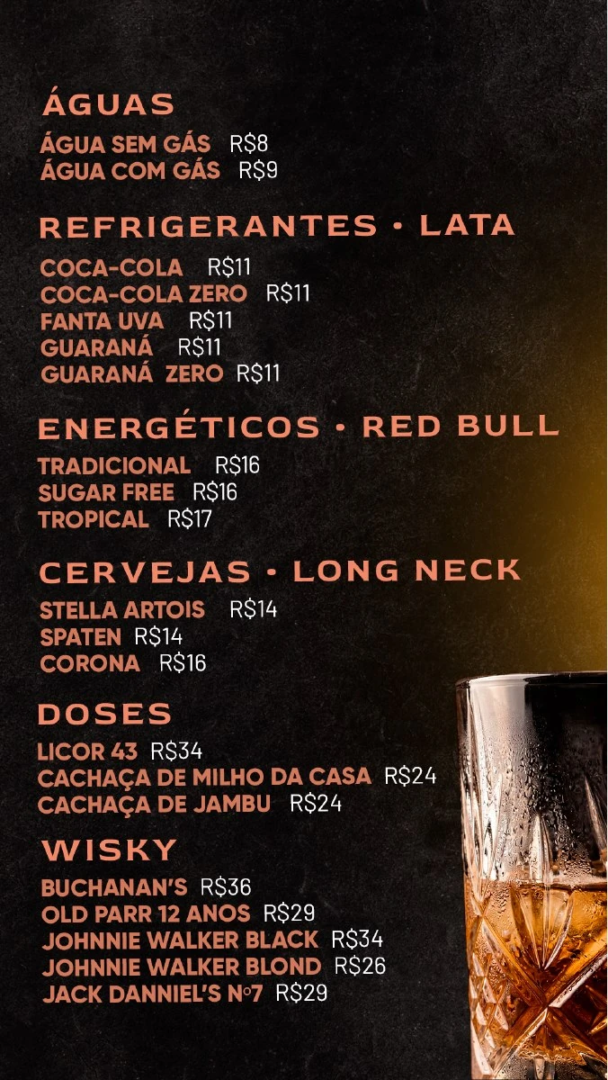 Bebidas — página 21 do cardápio original